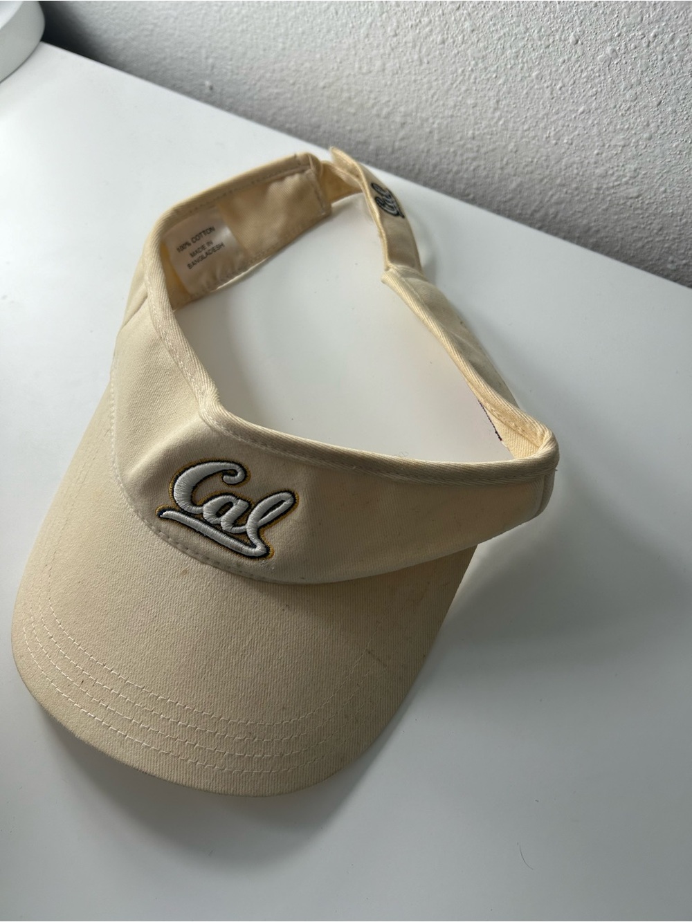 Vintage Cal Berkeley Golden Bears Embroidered Script Sun Visor - Cream/Beige